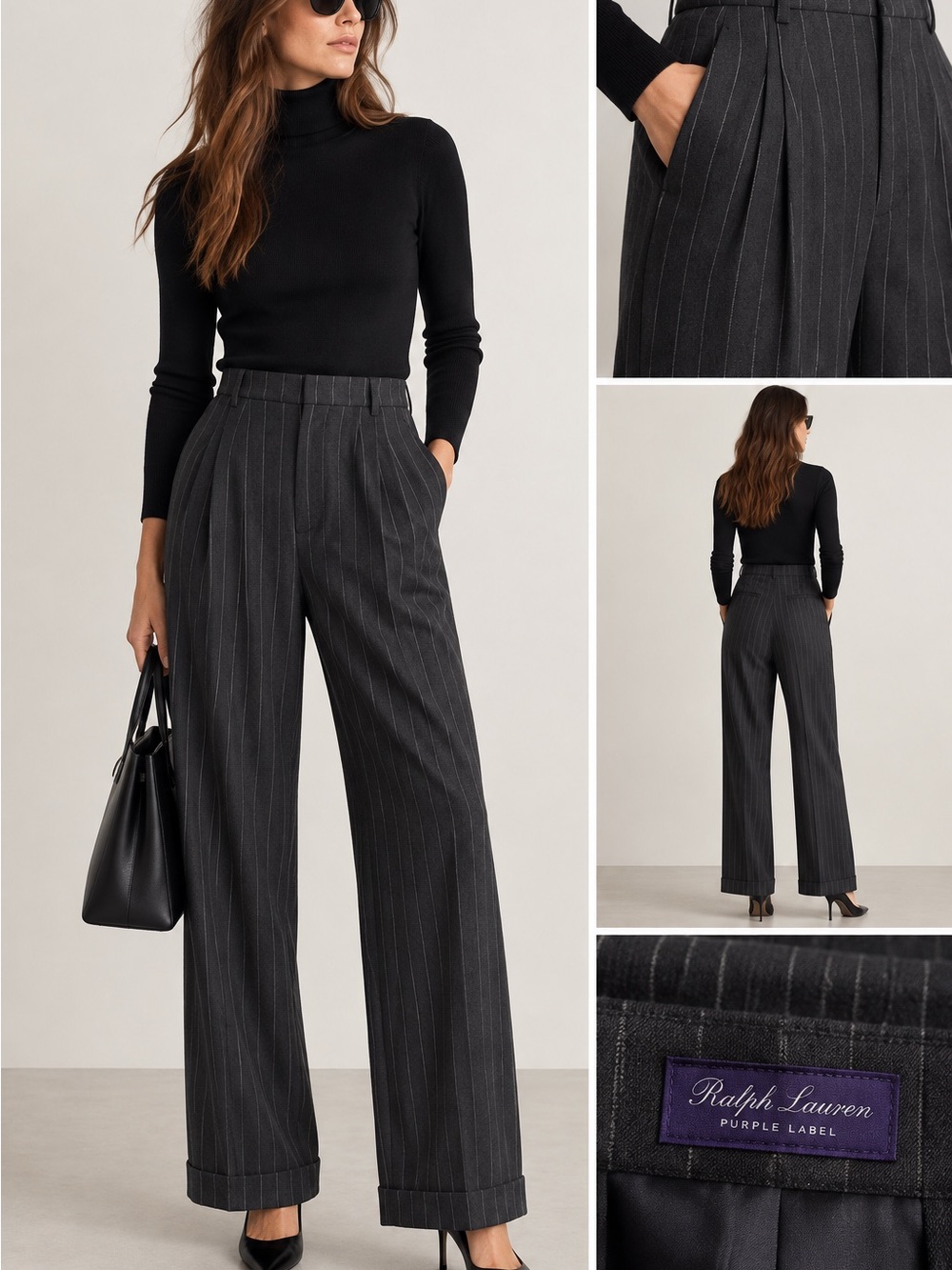 Ralph Lauren Purple Label Wool Cashmere Pinstripe Pants Women’s 4 🟫